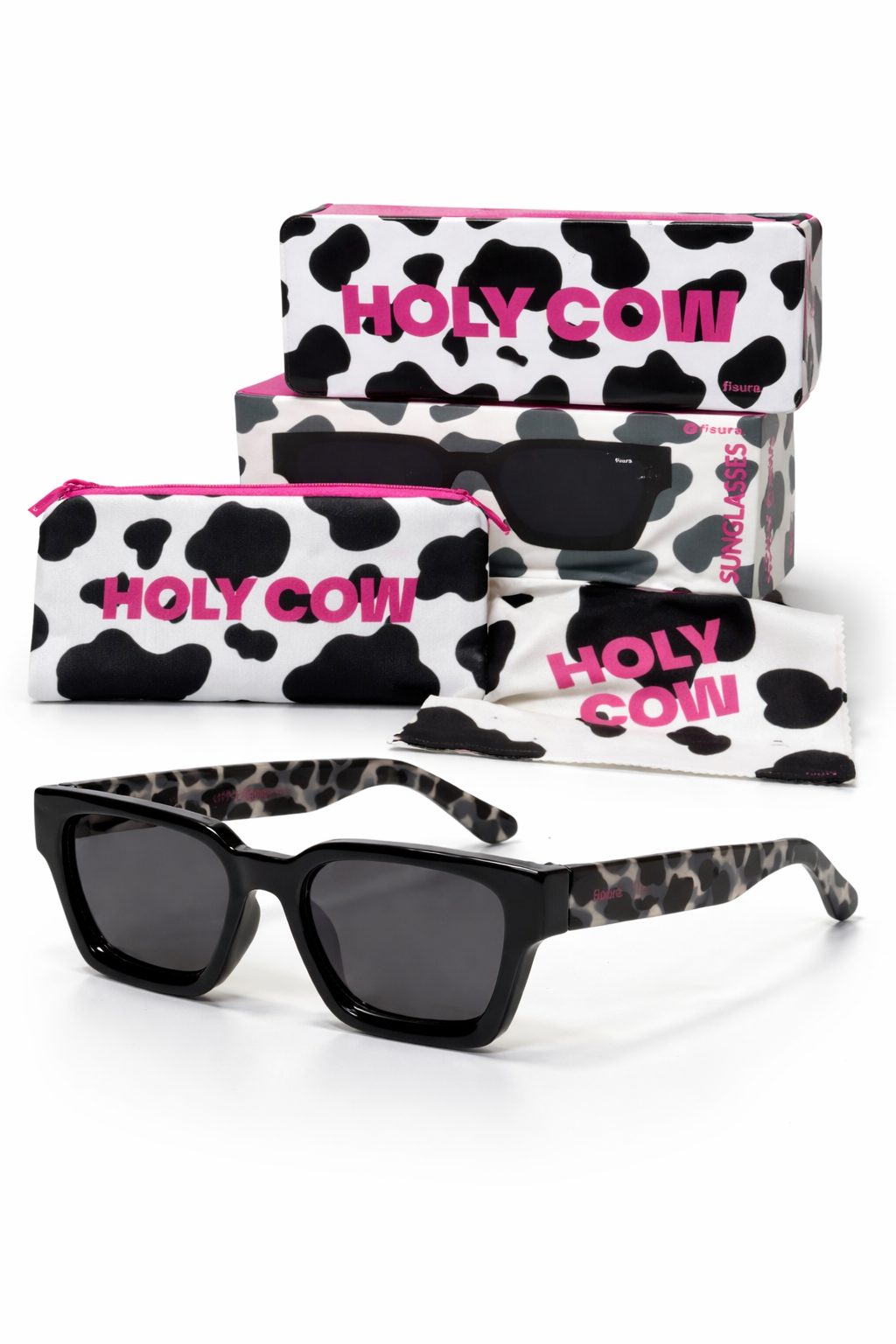 Gafas de Sol Blancas y Negras Estampado Vaca