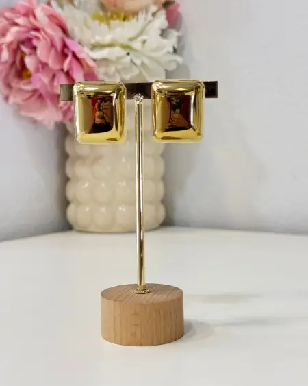 Pendientes Cuadrados Dorados Pulidos