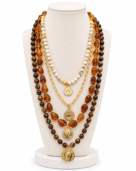 Collar Maxi Monedas Marrón