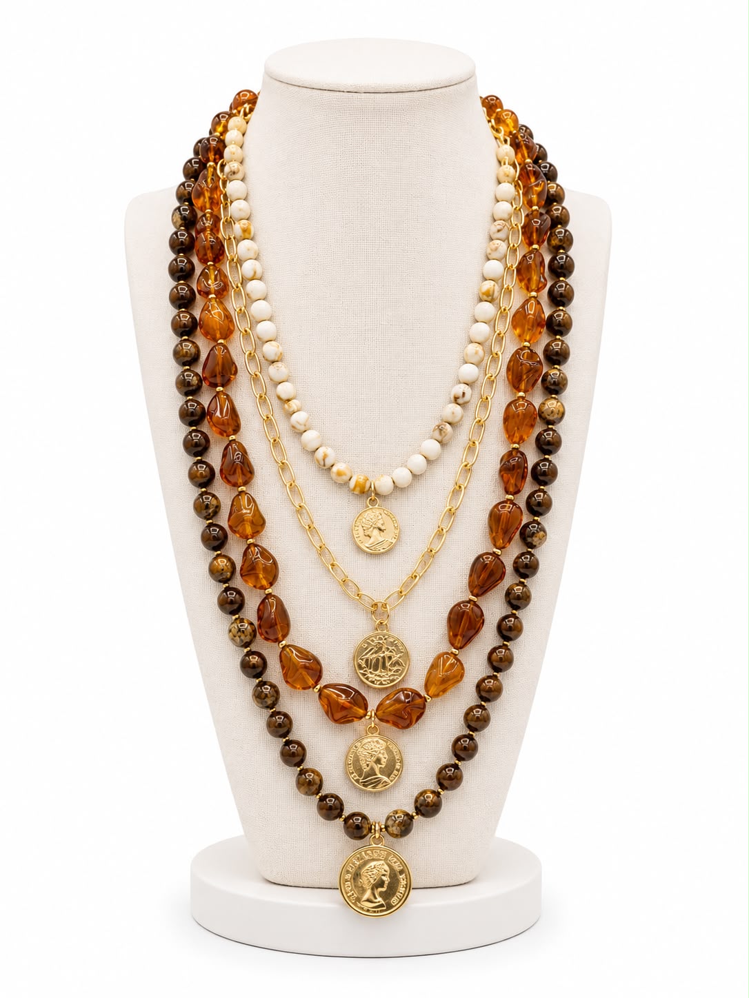Collar Maxi Monedas Marrón