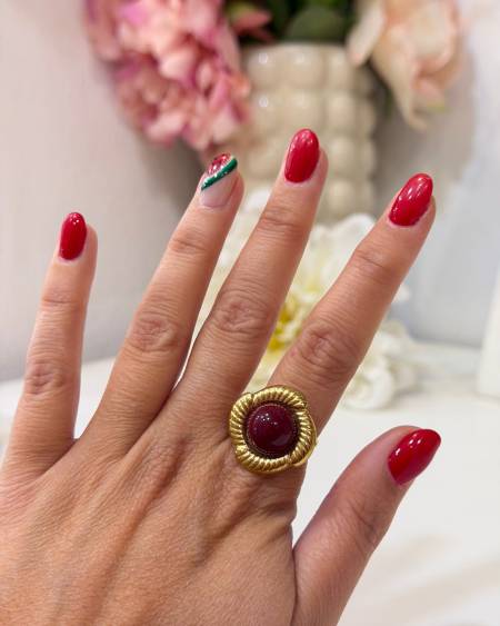 Anillo Flor Burdeos