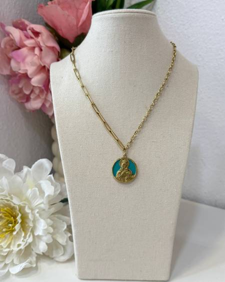 Collar Virgen del Carmen Turquesa